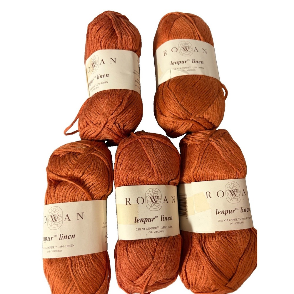 Rowan Lenpur Linen Yarn Lot 5 Skeins Orange Rust 75% Viscose 25% Linen 50g